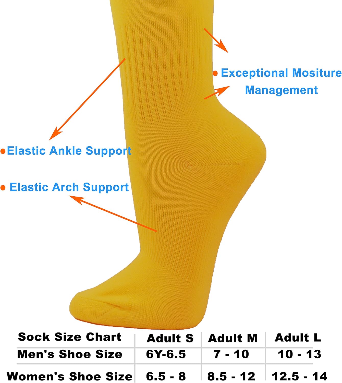 COUVER Affordable Knee High Polyester Baseball, Softball, Soccer Multi-Sports Socks, 1 Pair