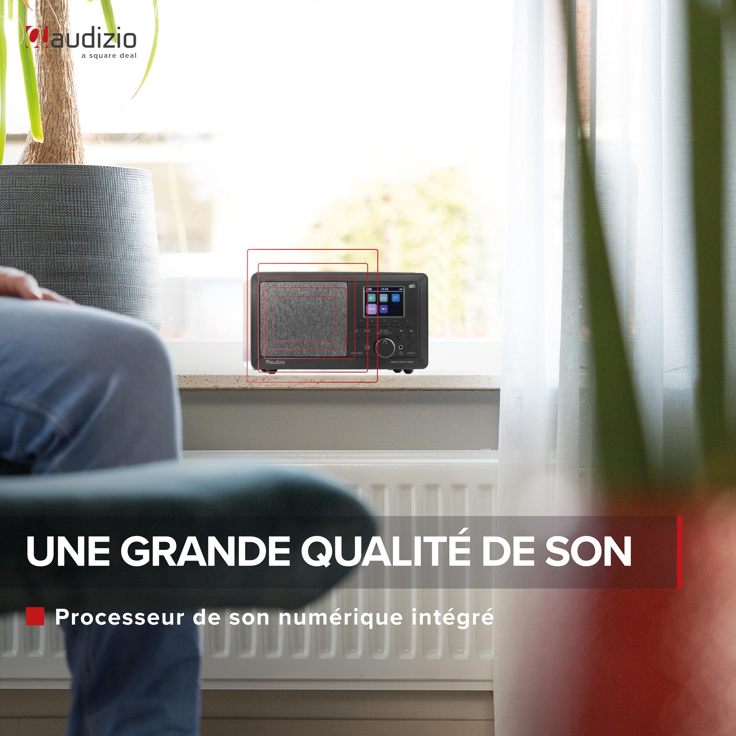 Audizio Padova Radio Dab+ avec Bluetooth - Bois, avec Fonction Réveil, Haut-Parleur Intégré, Lecteur MP3, Stations Pré-Réglables, Idéale pour Écouter Vos Radios Préférées Partout
