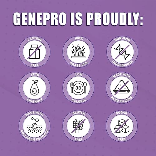 Miniatura 4 de Genepro Proteína en polvo sin sabor con péptidos de colágeno sin lactosa sin gluten suplemento de proteína para cabello piel y uñas 30 porciones