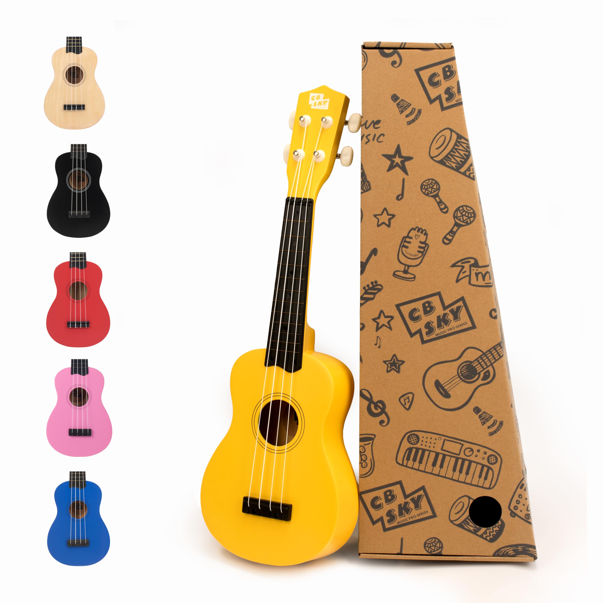 Ukelele soprano 21/53cm para niños, principiantes y estudiantes (amarillo)