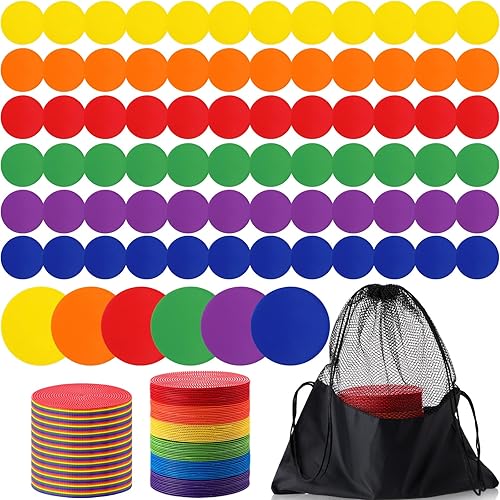 Tinideya 60 marcadores de punto mate TPE antideslizantes para el aula, conos planos, círculos de goma para gimnasio, juego de campo, equipo de