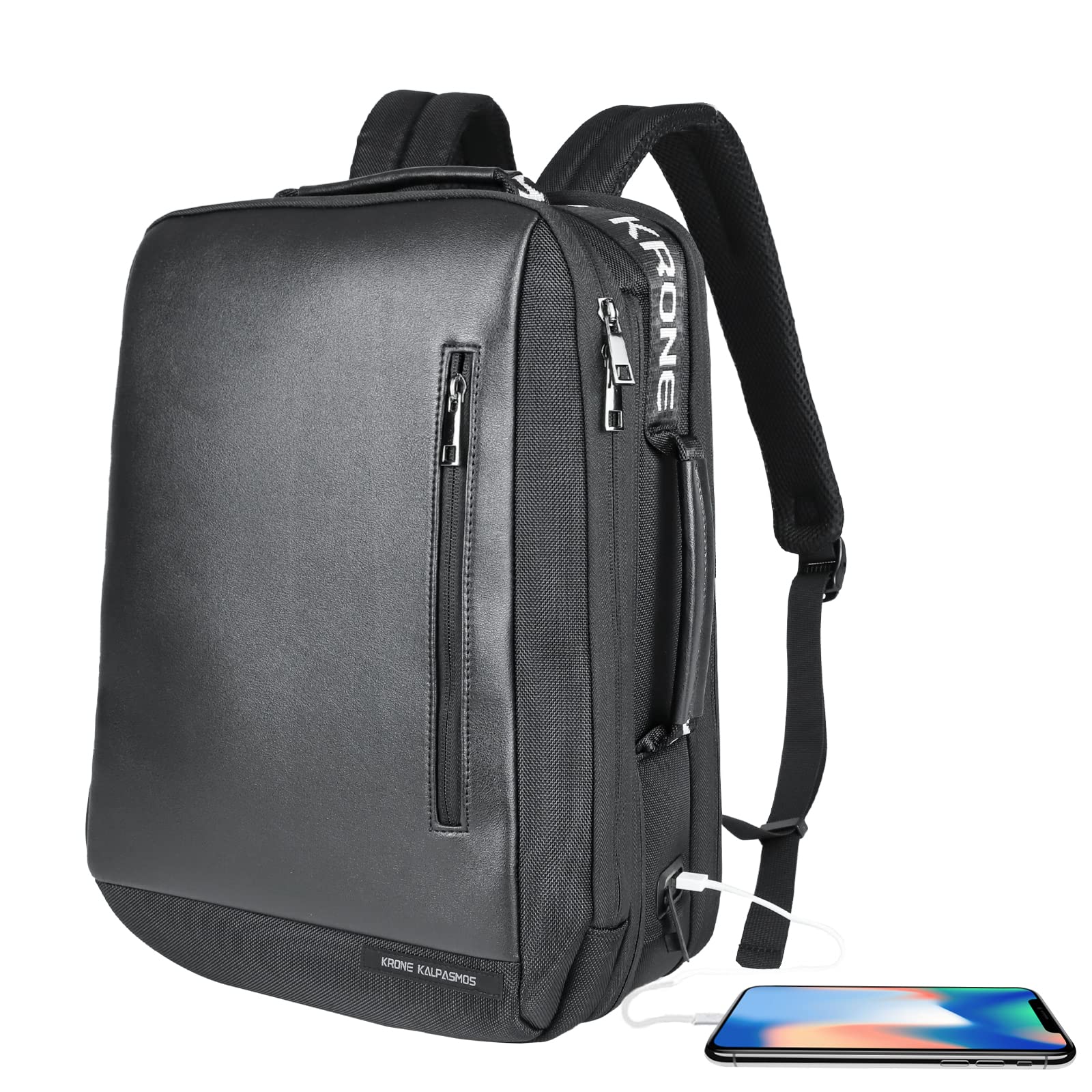 Krone Kalpasmos Carry-on Backpack, 40L Flight Approved Travel Backpack for Men & Women - Dual Layer, Large Capacity, Premium Leather, Water Resistant Laptop Backpack