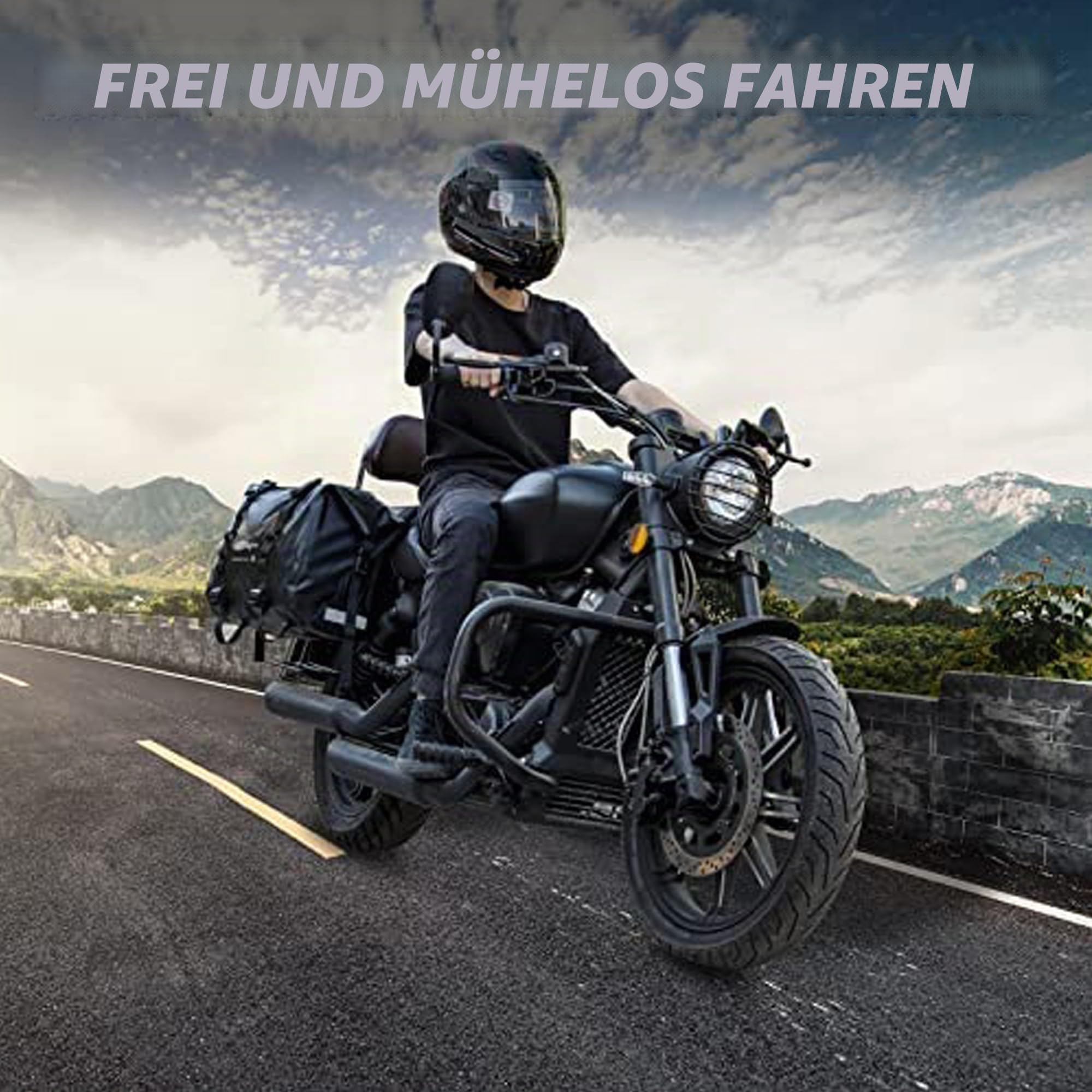 wasserdichte Motorrad-Satteltasche – 50L Reisegepäcktasche für Motorradreisen – Motorrad-Seitentasche – Abnehmbare Tasche (Schwarz, 2er-Pack)