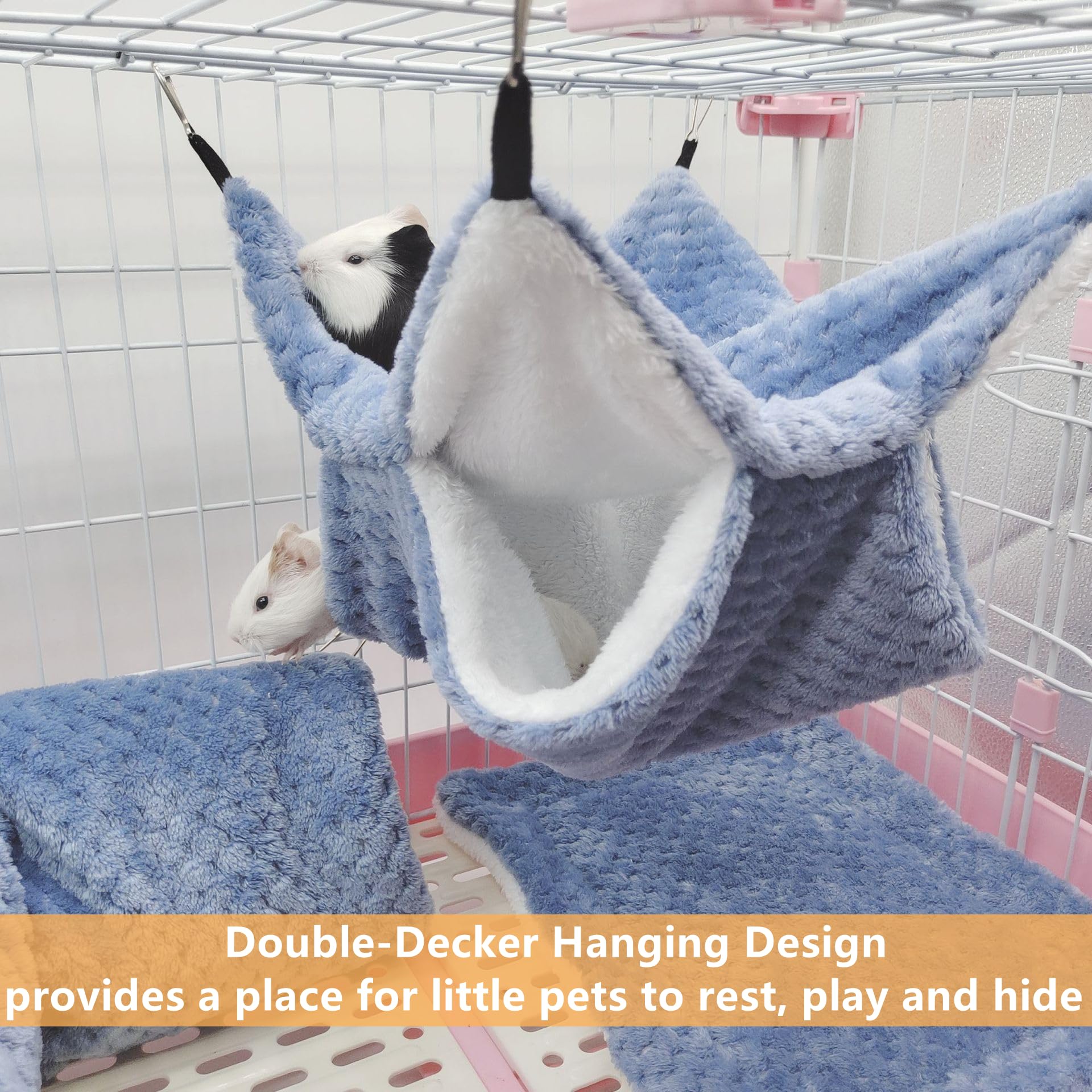 3-teiliges Hängematten Set Für Meerschweinchen & Ratten - Plüschbett & Tunnel