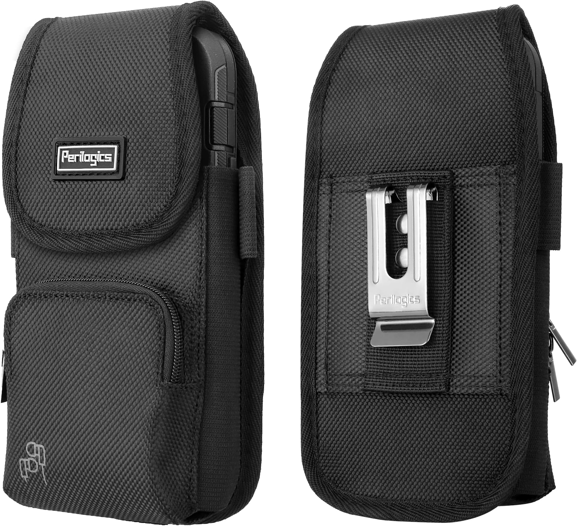 Phone Holster with Magnetic Closure for Samsung S20 Plus, Note 10 Plus, Note 9, Note 8, S10 Plus, S10, S9 Plus with Rugged Phone Cases. Card Holder with Zipper Pocket. (BK/Magnet)