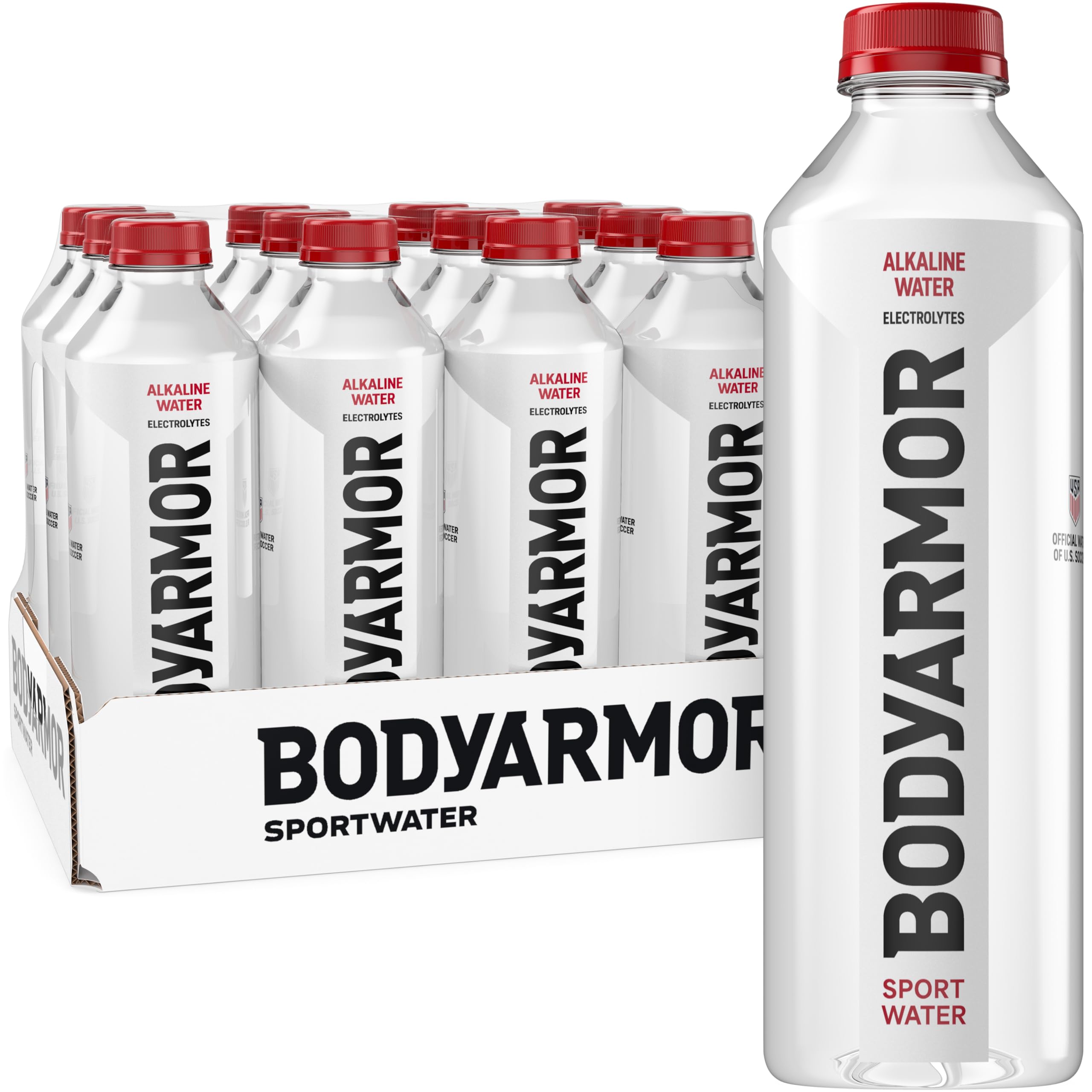 BODYARMORSportWater Alkaline Water, Superior Hydration, High Alkaline Water pH 9+, Electrolytes, Perfect for your Active Lifestyle, 1 Liter (Pack of 12)