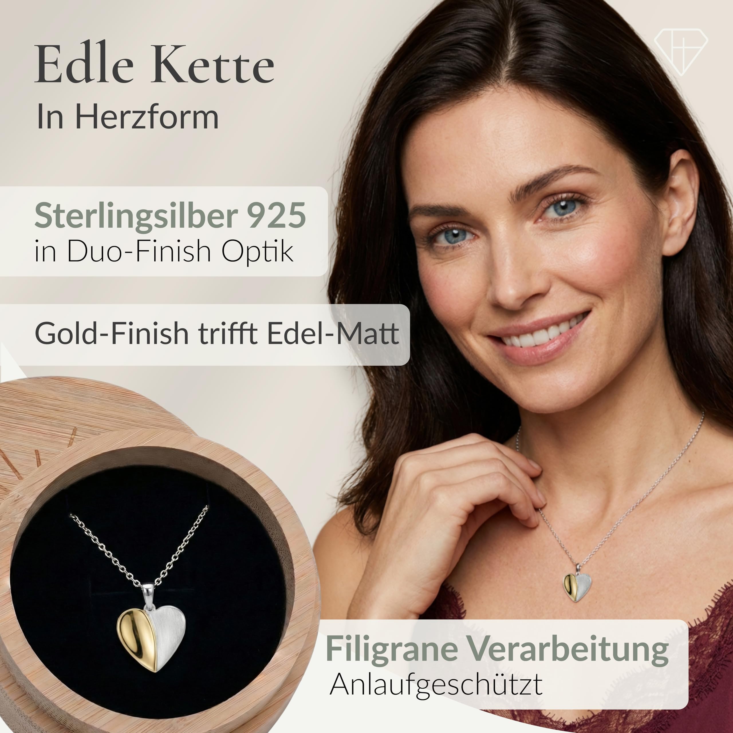Hannah’s Treasures Herzkette Silber 925 Damen Kette Herz mit Anhänger