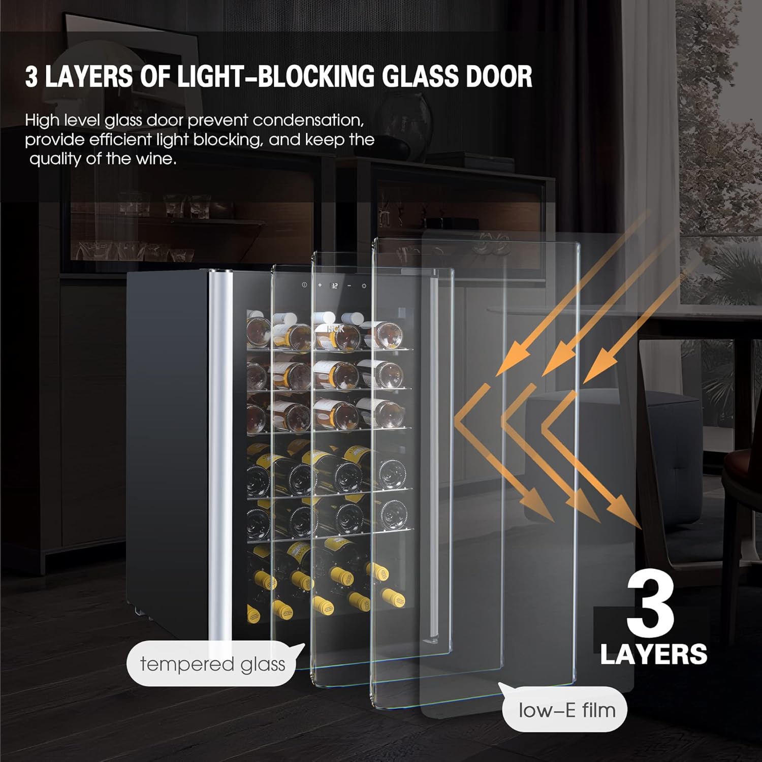 Diagram of 3-layer glass door