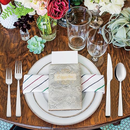 Miniatura 9 de Wildone Juego de cubiertos de 20 piezas, cubiertos cuadrados de acero inoxidable para 4, utensilios de comer, incluye cuchara, tenedor y cuchillo,