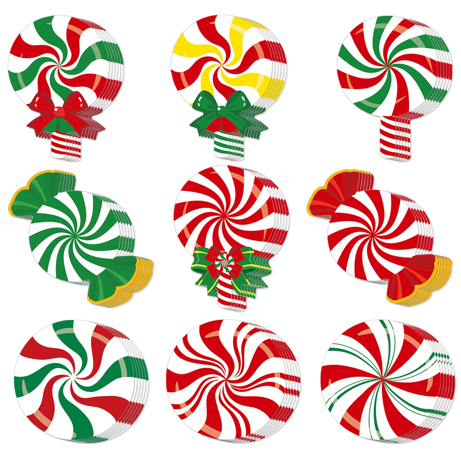 54 Pcs Christmas Candy Cut-Outs Double Printed Winter Paper Decor for Christmas Bulletin Board Classroom Decoration (Candy 54)