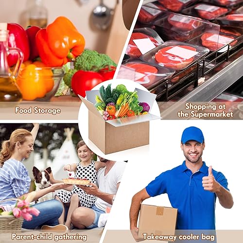 Miniatura 7 de 10 cajas de envío con doble aislamiento con papel de aluminio aislado, enfriador de bolsas pequeñas para envío de alimentos congelados, cajas de