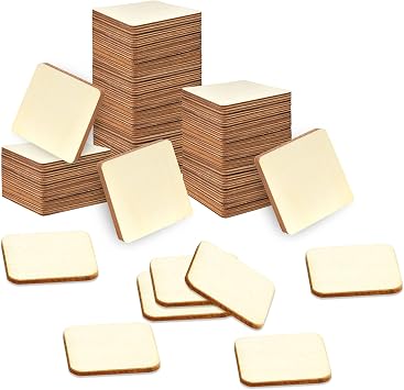 160 Pieces 1.5 x 1.5 Inches Unfinished Squares Blank Wooden Pieces Wooden Square Cutouts Wood Slices for Painting Writing Carving DIY Arts Craft Project Supplies and Decorations