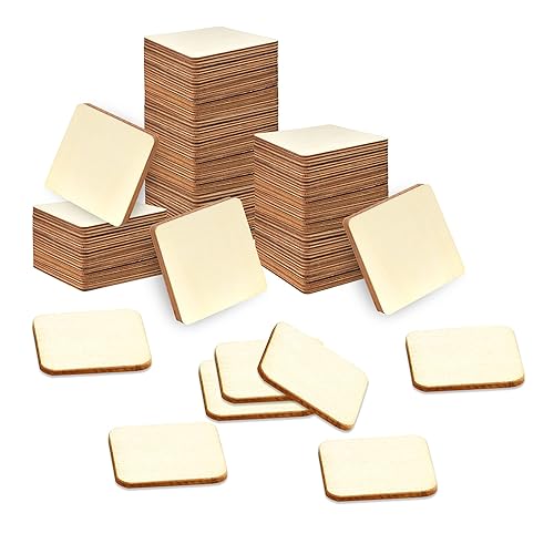 Coopay 120 PCS 2 inches Unfinished Wood Squares Natural Wood