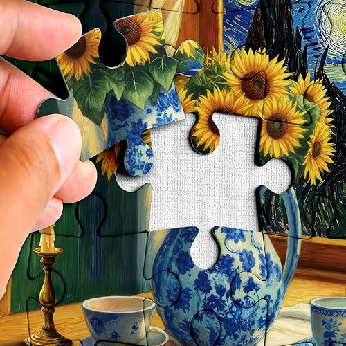 Miniatura 3 de Rompecabezas de gato de noche estrellada de fantasía para adultos, 1000 piezas, rompecabezas de pintura vintage de Van Gogh, rompecabezas de arte de