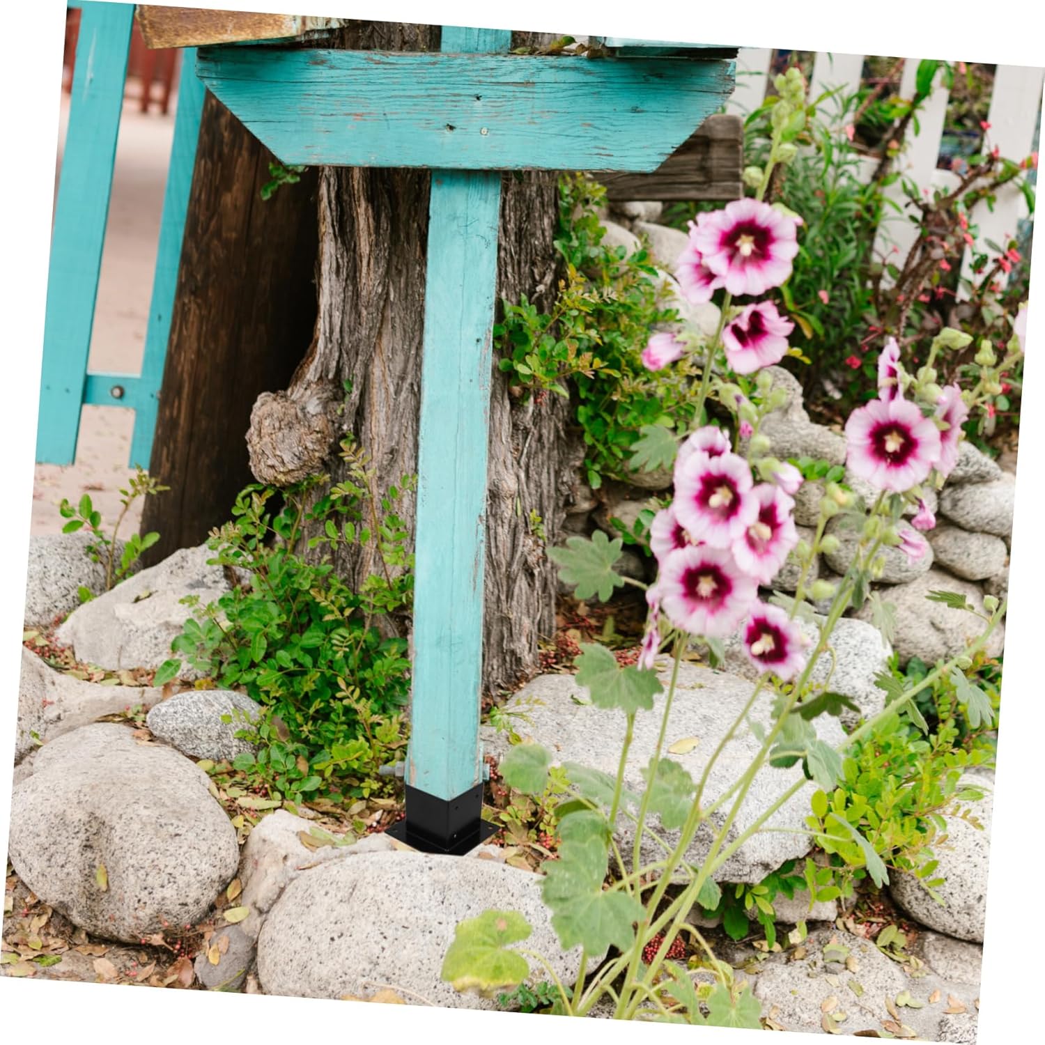 1Set Railing Post Base Bracket Durable Iron Anchor for Deck and Fence Support Multi Use Post Base Kit Weather Resistant Easy Installation Versatile Railing Accessory