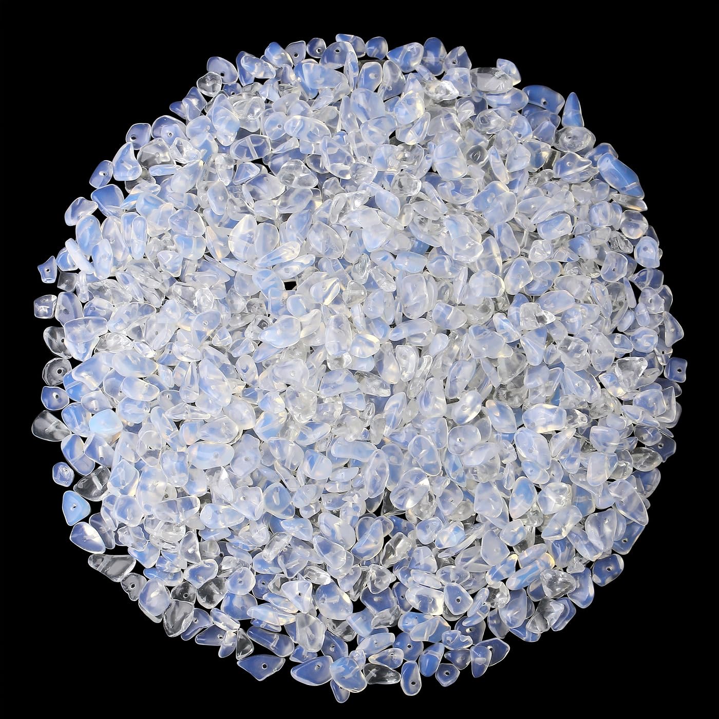 GUJOXILA 400pcs Opal Crystal Beads for Bracelet Jewellery Making Opal Chips Stones White Gemstone Beads for Crafting Polished Craft Nature White Bead DIY 5-8mm - Image 2