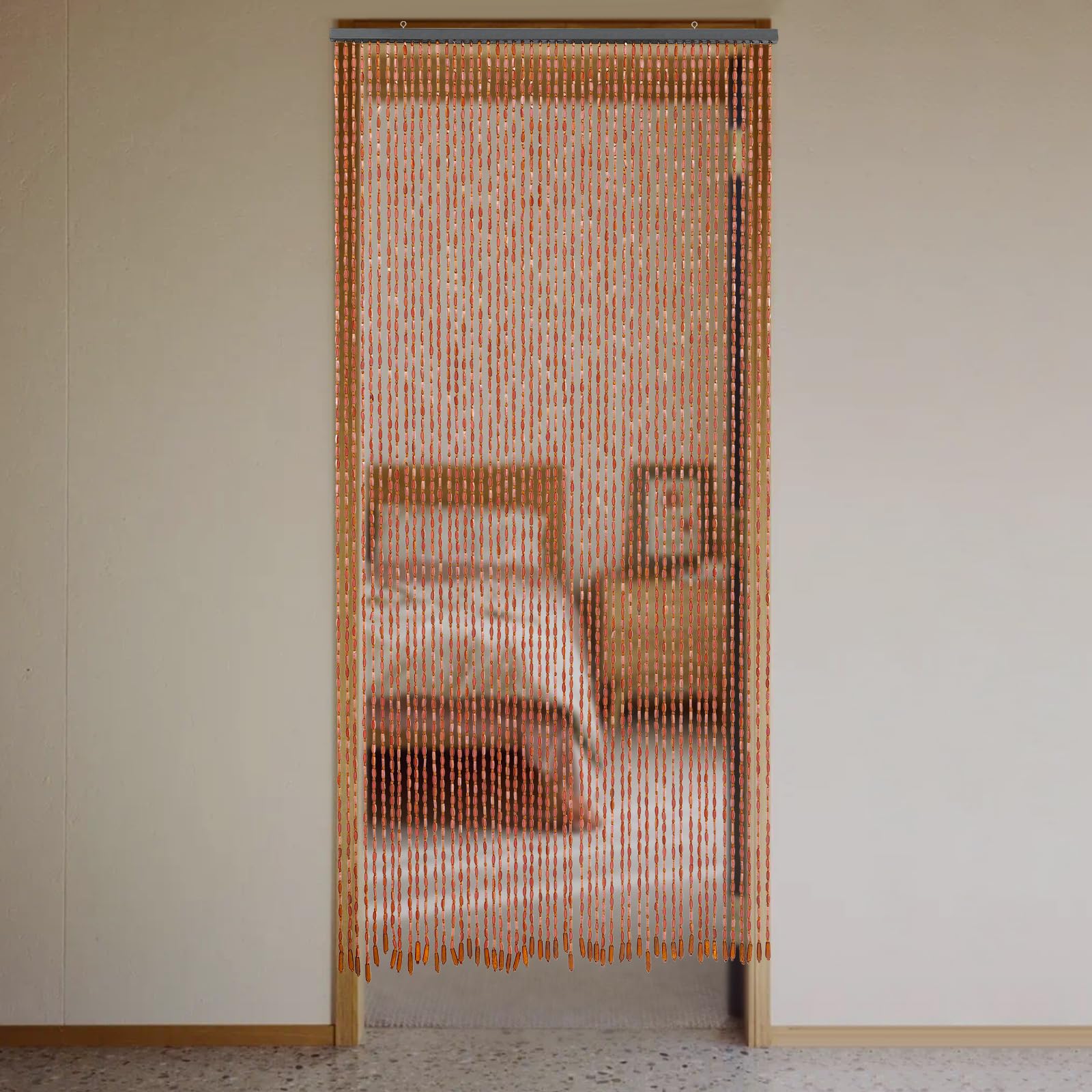 Rideau de porte en bambou et bois pour portes d'entrée, armoires, fenêtres, portes de chambre à coucher, portes de salle de bain, café, 200 x 90 cm