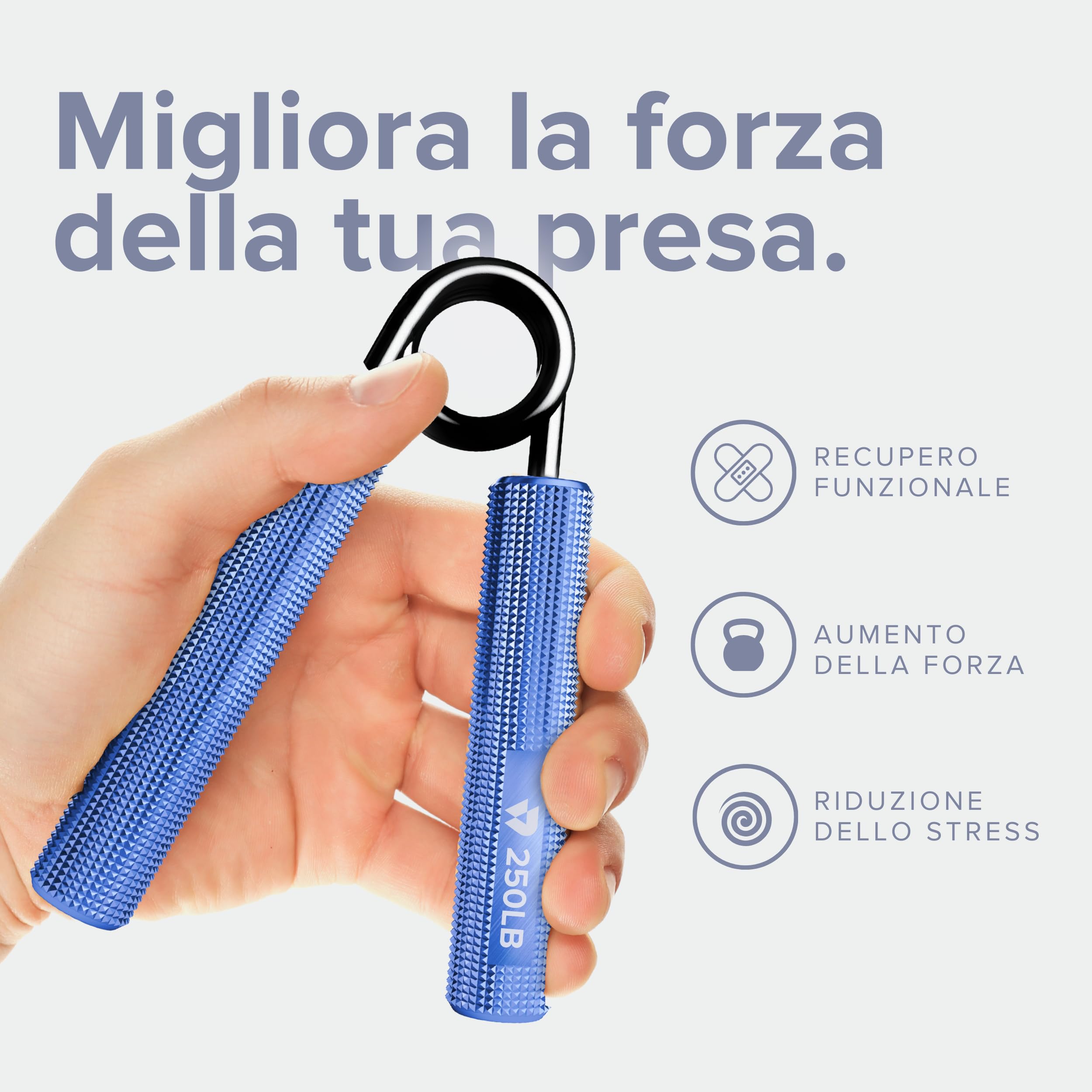 BILDER- Hand Grip Pinza per Le Mani in Metallo, Ideale per Allenamento Avambraccio, Mano e Polso, Potenzia la Muscolatura e Favorisce Il Recupero Funzionale, Attrezzi Palestra