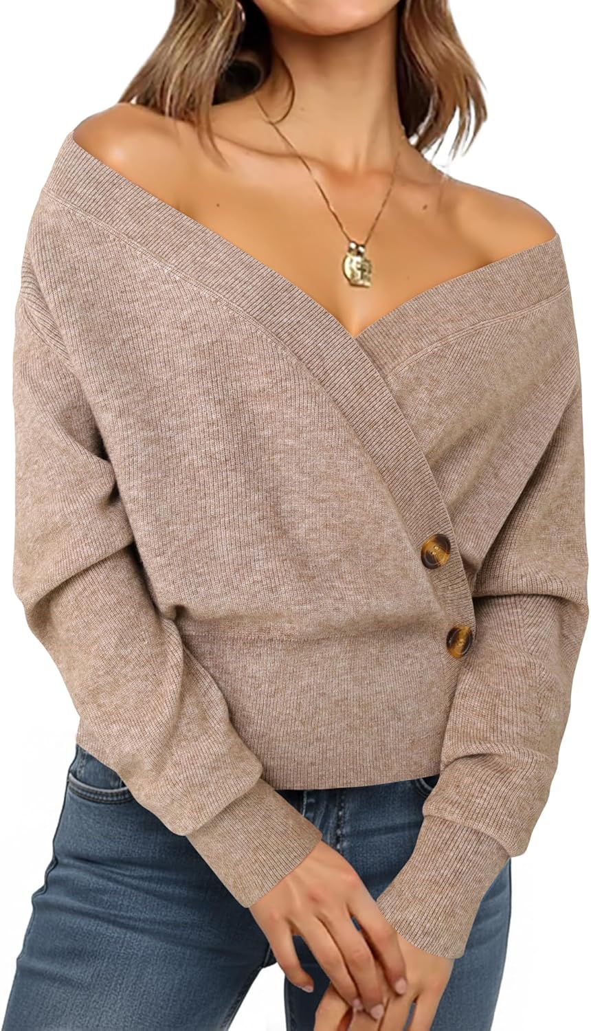 Timeson Womens Sweaters 2026 Long Sleeve V Neck Business Casual Pullover Knit Tops