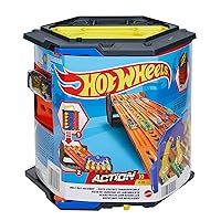 Hot Wheels- Pista Srotolabile Super Discesa, Bauletto si Trasforma in Pista a 5 Corsie