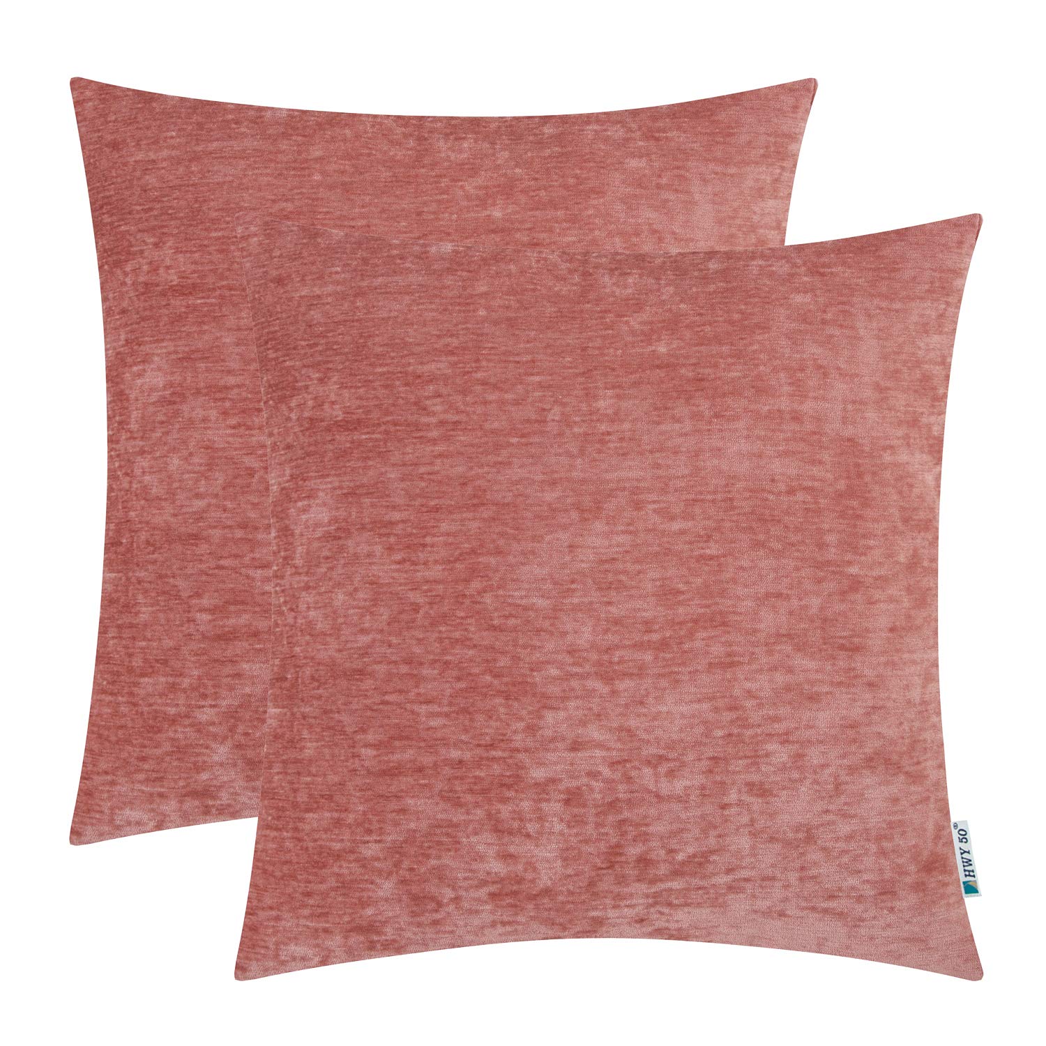 HWY 50 Sunset Pink Cashmere Cushion Covers 55cm x 55cm, Pack of 2, Soft Comfortable Solid Decorative Throw Pillow Covers for Sofa Couch Bed Living Room — image 1