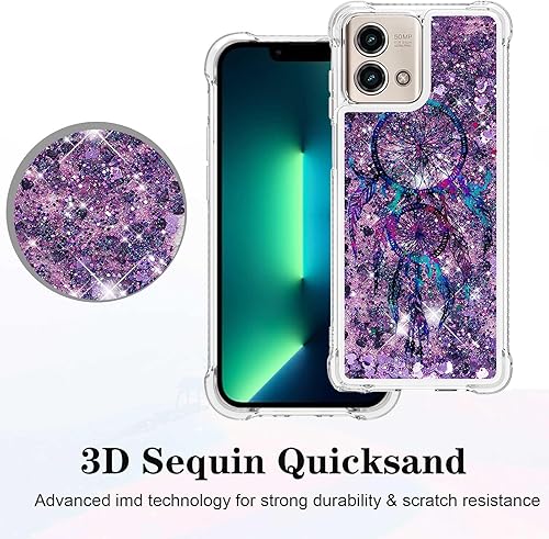 Miniatura 5 de CAIYUNL Funda para Moto G Stylus 5G 2023 con protector de pantalla, para mujeres y niñas con purpurina líquida flotante linda suave TPU delgada a