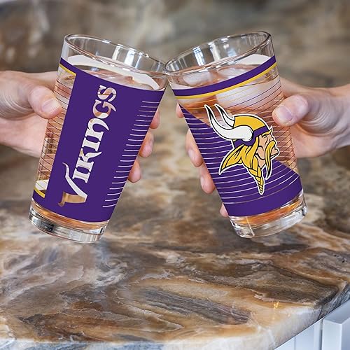 Miniatura 9 de Rico Industries NFL Football Main - Vasos de pinta de 16 onzas con logotipo impreso digitalmente, práctico juego de 2 vasos clásicos, regalo