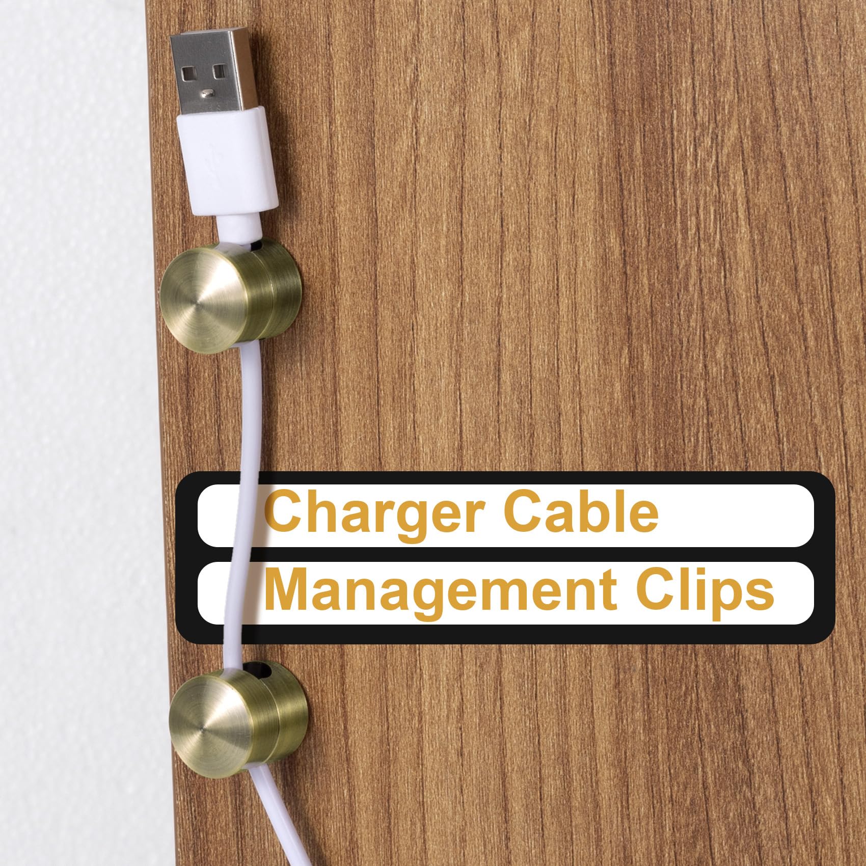 Kabelanker für Schreibtisch, Rotguss, Kabelanker, Halter, Aluminiumdraht, Organizer, selbstklebend, verstellbar, 2-in-1-Kabel-Clips, Ladekabel-Management für Nachttisch, Büro, Zuhause
