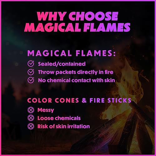 Miniatura 21 de Magical Flames Paquetes que cambian de color para fogata (paquete de 25), paquetes de color fuego para artículos esenciales de campamento, fogata