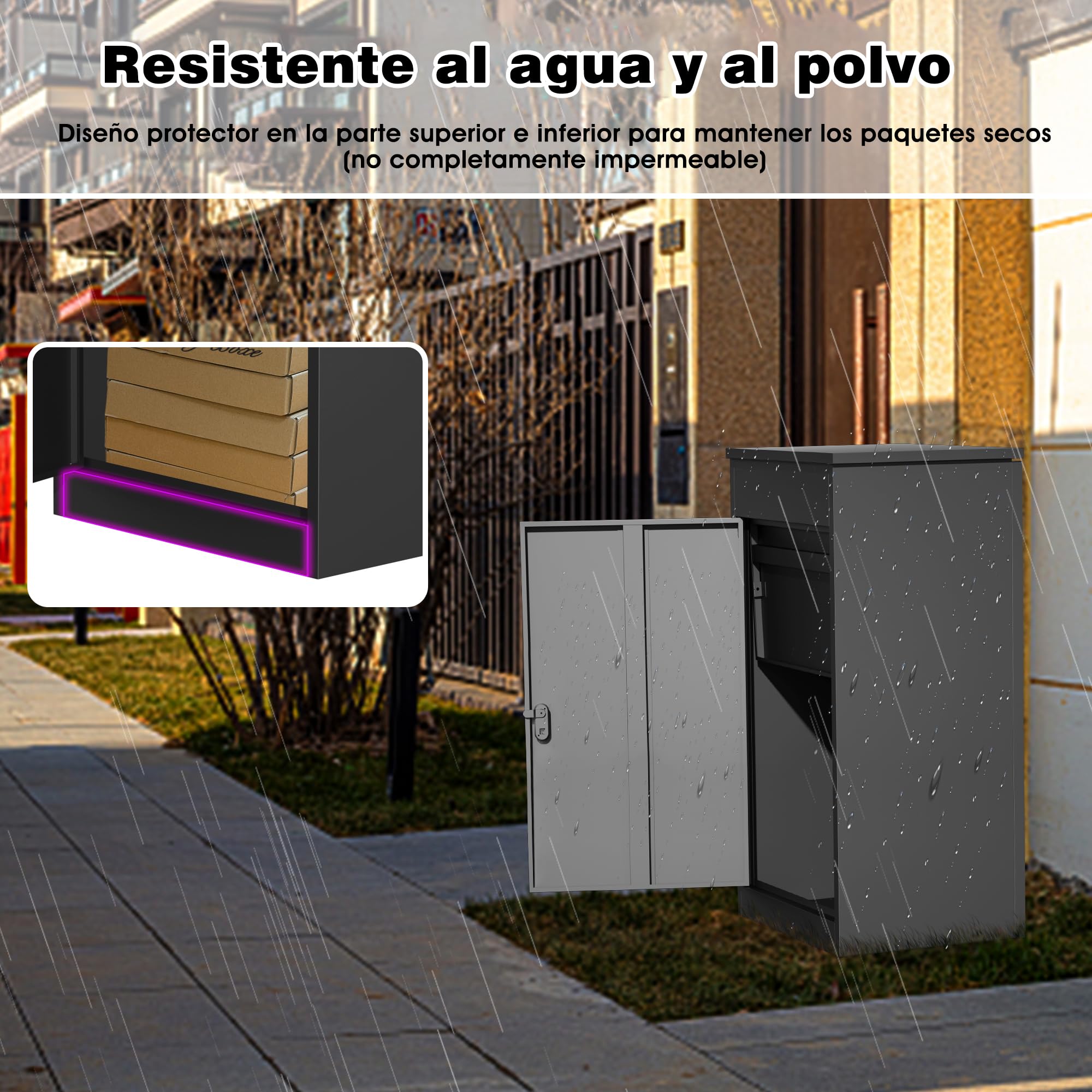 Caja para Paquetes Exterior XXL, Buzón con Compartimento para Paquetes Buzón Antirrobo con Cerradura de Código, Montaje en Pared Impermeable para Paquetes Domésticos Terraza Jardín