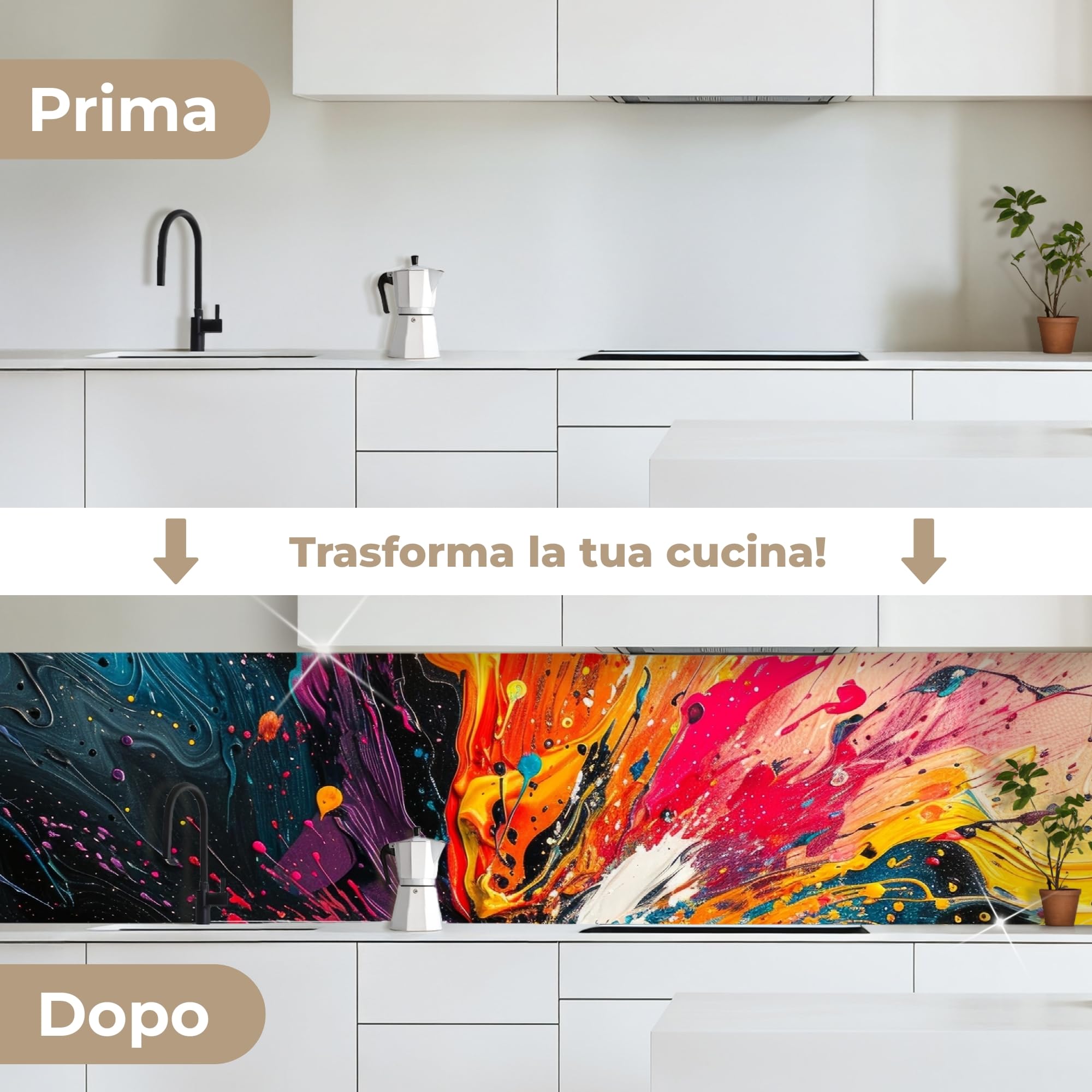 KitchenYeah© Paraschizzi Cucina Adesivo 60x250 cm Pannello Parete per Paraspruzzi Adesivi Muro Colori - Vernice - Modello