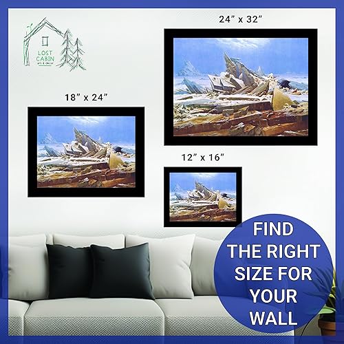Miniatura 6 de Cabaña perdida El mar de hielo por Caspar David Friedrich  Impresión en marco plano negro  Reproducción de pinturas de obras de arte finas  Póster