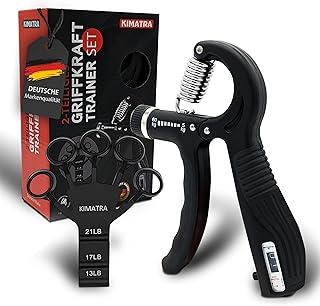 KIMATRA 2-teiliges Griffkraft Trainer Set von 5kg bis 60kg - Handtrainer Set für Finger, Hände und Unterarme - Finger Trainer mit integrierter Zählfunktion