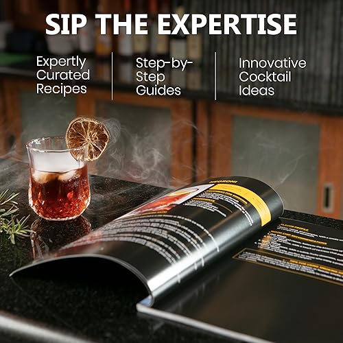 Miniatura 7 de Silva Imbue - Kit de ahumador de whisky con antorcha, 6 chips de madera, tapa de roble, vasos, moldes de hielo, herramientas de bar y libro de