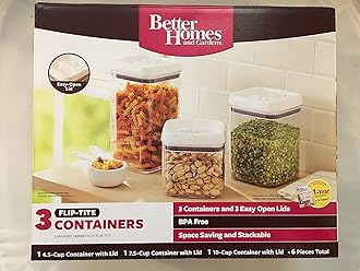 Better Homes & Gardens and 3 Container Flip-Tite Containers, White