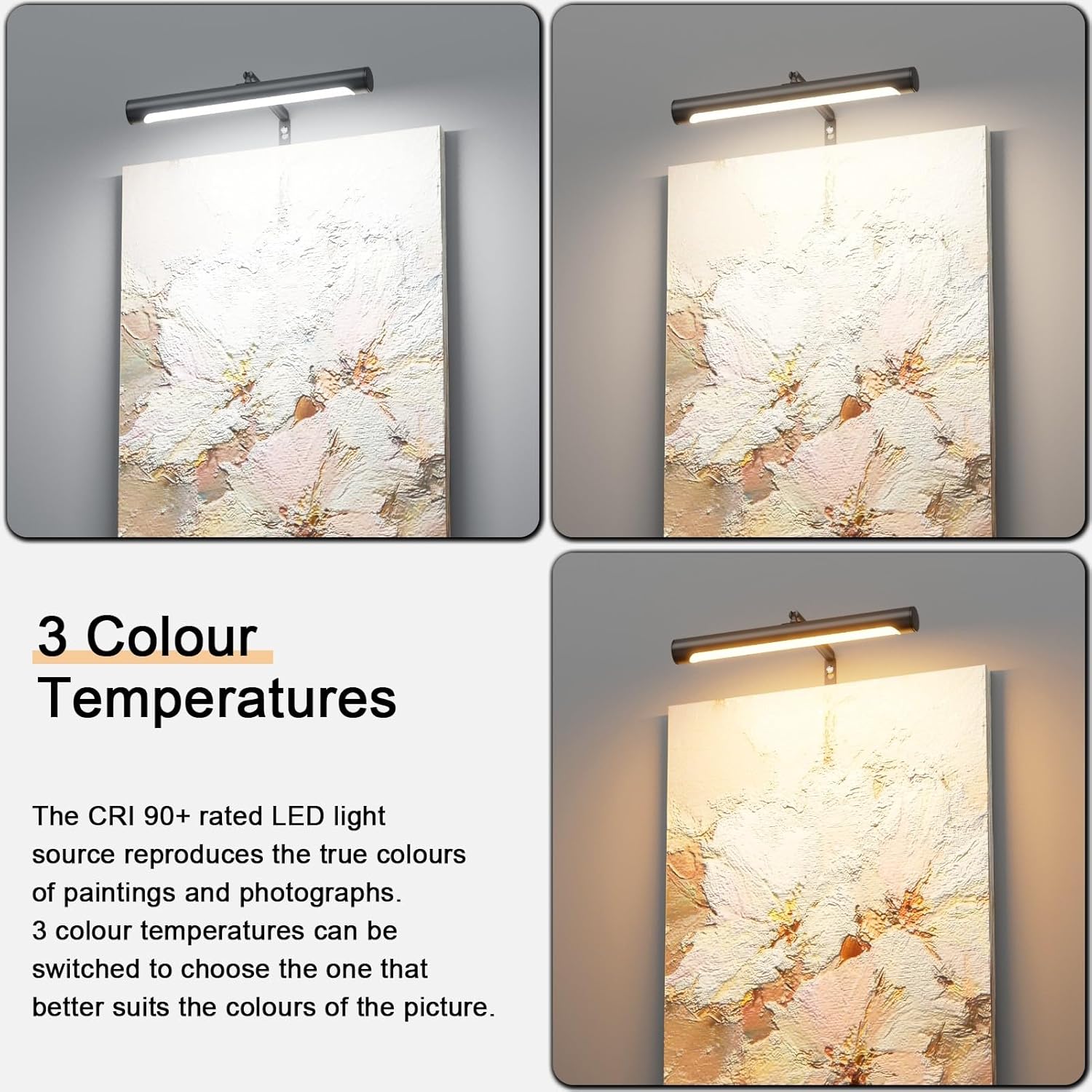 4W Picture Light Plug in, 12" Adjustable LED Art Light with Remote Control, Dimmable Wall Light for Picture Display Dartboard Art Work (Black)