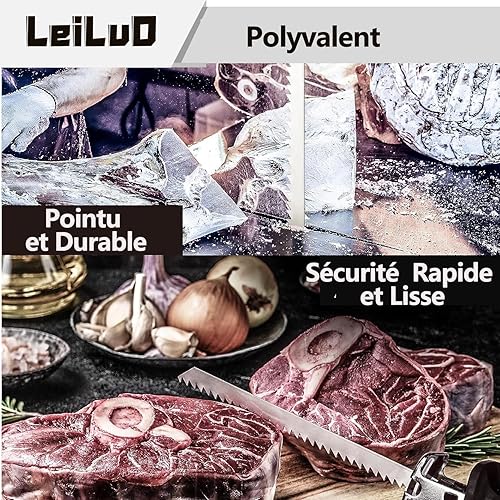 Miniatura 7 de LEILUO Hojas de sierra recíproca de corte de hueso de carne congelada de 12 pulgadas, 5 piezas de acero inoxidable con estuche de almacenamiento