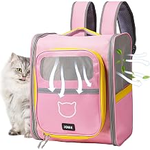 Vivicreate Cat Backpack Carrier for Dogs and Cats Kittens Rabbits, Foldable Mesh, Cat Carrier Backpack 15 Lbs, Pet Backpack Carrier for Walking, Camping and Cycling Pink