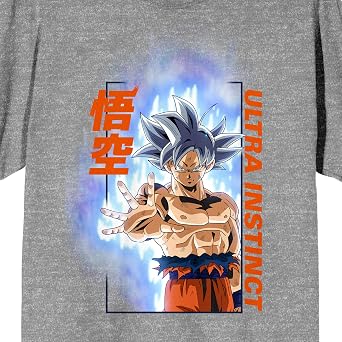 Dragon Ball Super Ultra Instinct Goku Adult Athletic Heather Crew Neck Short Sleeve T-Shirt-Medium