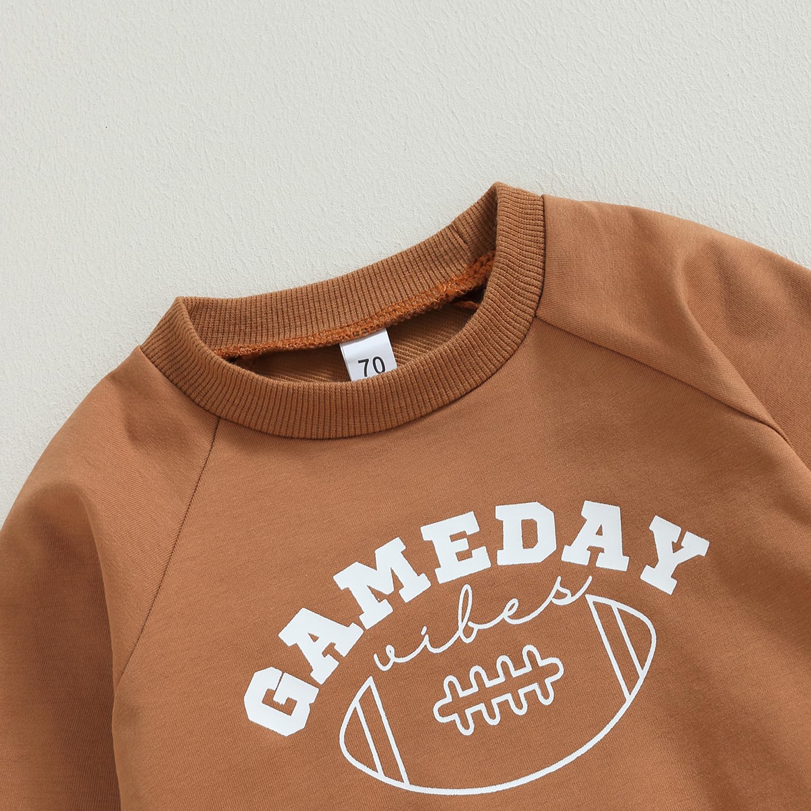 LAGKIYOJ Toddler Baby Boys Girls Football Outfit Long Sleeve Rugby Sweatshirt Pullover Pants Set 2Pcs Fall Winter Clothes (Brown, 6-12 Months)