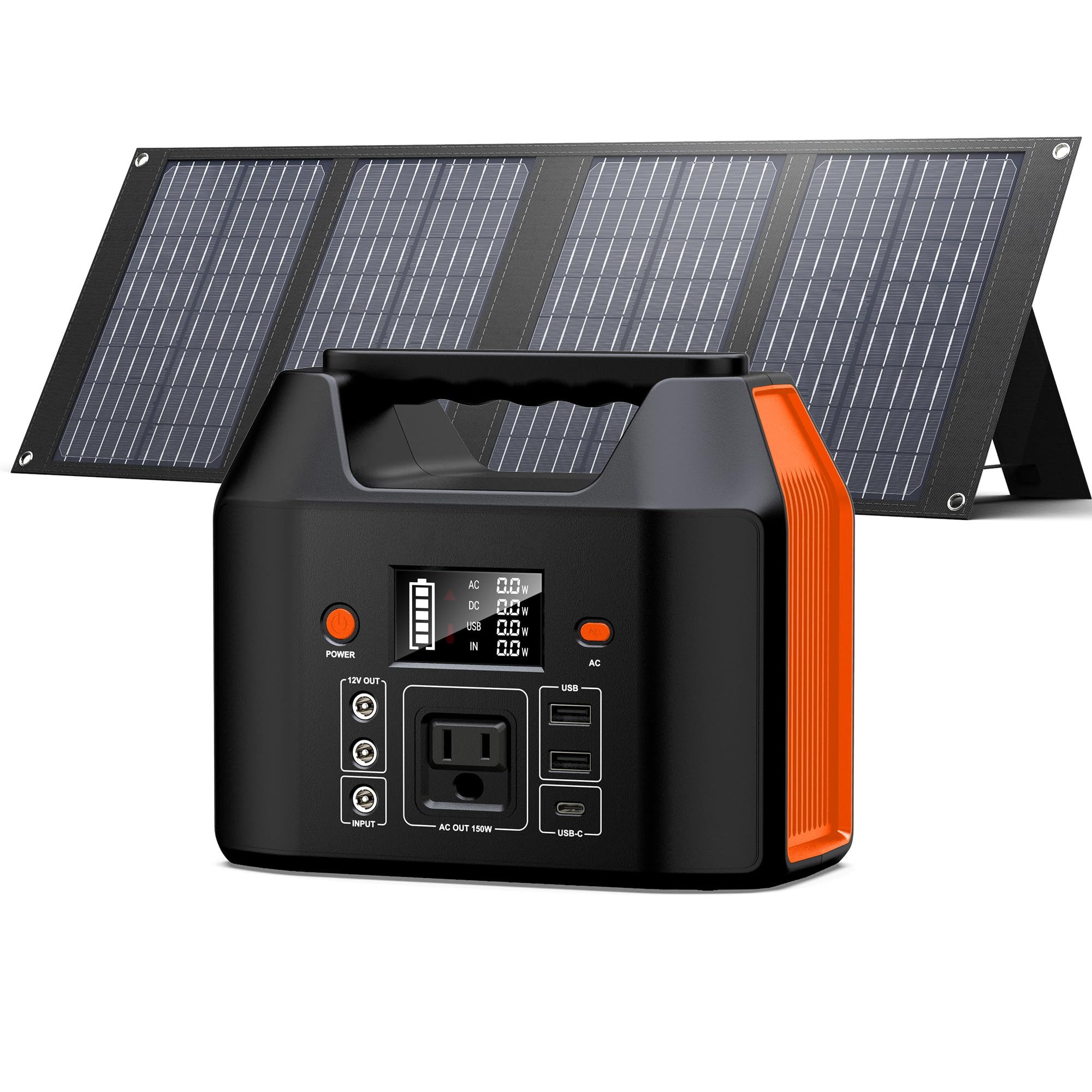 150W Portable Power Station with 40W Solar Panel SinKeu 122 8Wh 38400mAh Solar Generator LiFePO4 Battery for Outdoor