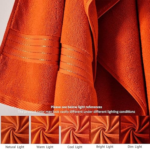 Miniatura 3 de COZYART - Juego de 4 toallas de mano para baño de algodón, 13 x 30 pulgadas, color naranja quemado, súper suaves, altamente absorbentes, duraderas,