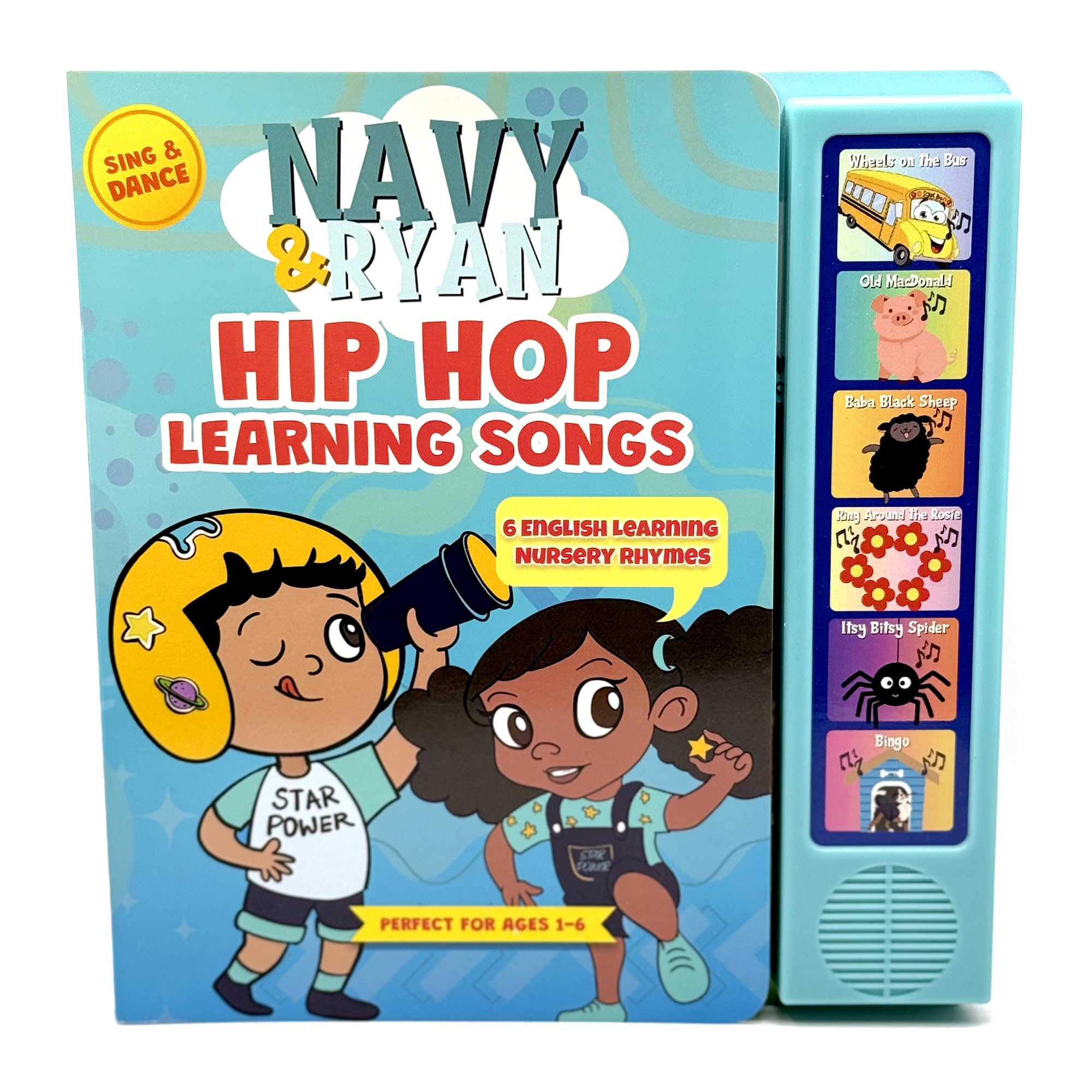 Hip Hop Nursery Rhyme Sound Book for Toddlers & Kids by Navy & Ryan Interactive English Learning Musical Book | Teaches First Words, Rhythm, Early