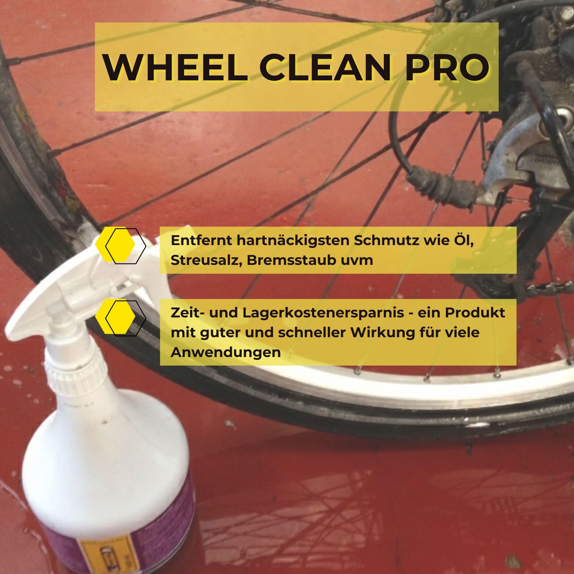 INNOTEC Wheel Clean Pro 1 L – Professioneller Felgenreiniger für Stahl- und Alufelgen – entfernt Bremsstaub, Öl- und Straßenschmutz – säurefrei, materialschonend – gebrauchsfertige Sprühflasche