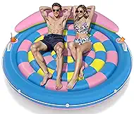 JOSEN Pool Floats Adult, Inflatable Tanning Pool - Extra Large Pool Floats for Adults Heavy Duty, Round Pool Rafts, River Lake Floaties Water Floats with Cup Holders