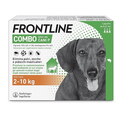 Immagine del prodotto FRONTLINE Combo, 3 Pipette, Cane Taglia S (2 - 10 Kg), Antiparassitario per Cani e Cuccioli di Lunga Durata, Protegge il Cane e Anche la Casa da Pulci, Zecche, Uova e Larve, Antipulci 3 Pipette