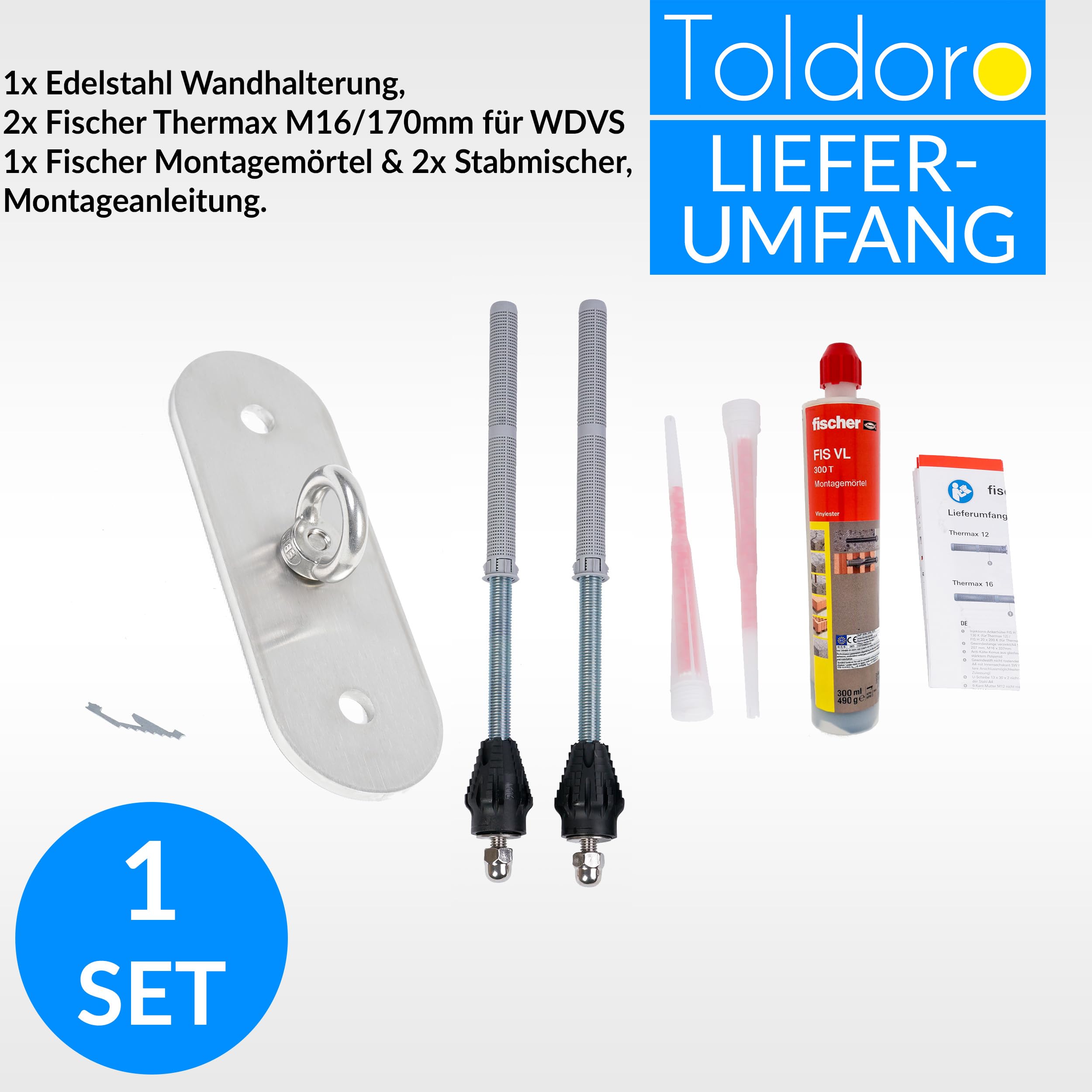 Toldoro Sonnensegel Wandhalter für WDVS