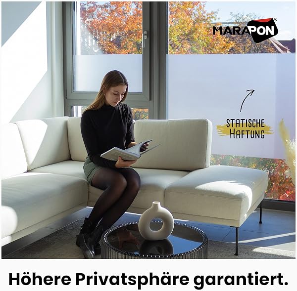 MARAPON Fensterfolie Blickdicht in Matt 0,30x2 m statisch haftende Sichtschutzfolie Fenster, Milchglasfolie Fensterfolie Blickdicht von aussen für Privatsphäre und UV-Schutz oder Fensterdekoration - 2