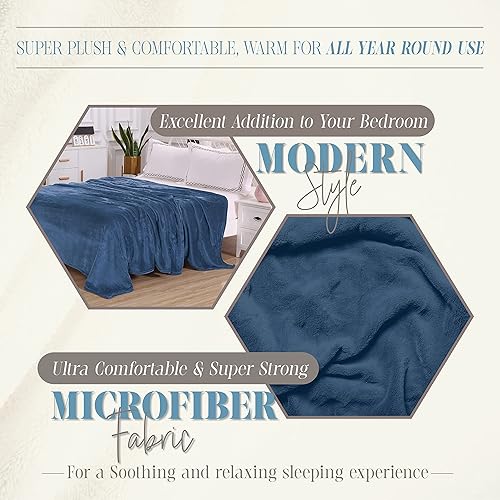 Vista 20 de Elegant Comfort Manta de lujo aterciopelada, ligera para todas las estaciones, ultra afelpada, suave, acogedora y mullida para sofá, cama, viajes