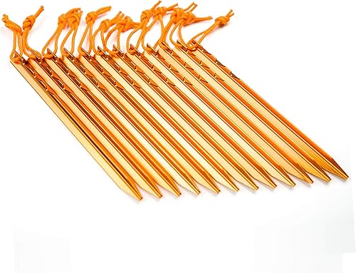 Miniatura 3 de Juego de 12 estacas de aleación de aluminio con cuerdas reflectantes, estacas de metal ligeras para acampar tiendas de campaña, hamacas